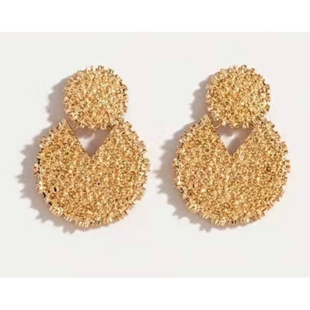 "Virgo Zodiac" Golden Alloy Irregular Geometric Earrings